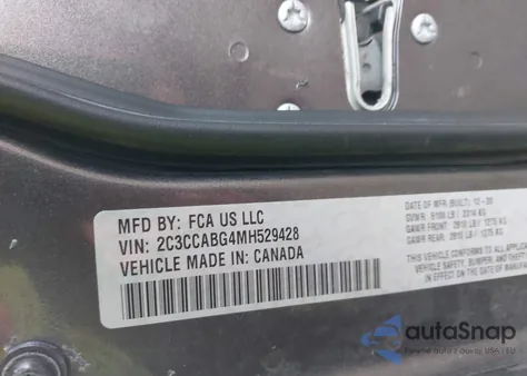 2021 Chrysler 300 300S из США, поврежденный, VIN 2C3CCABG4MH529428